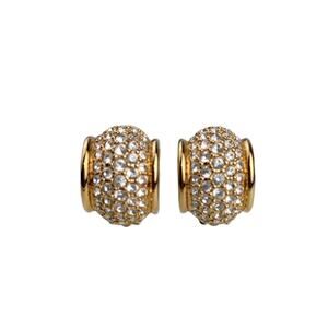 Swarovski Swan Logo Vintage Clip On Earrings Half Hoop Pave Crystals